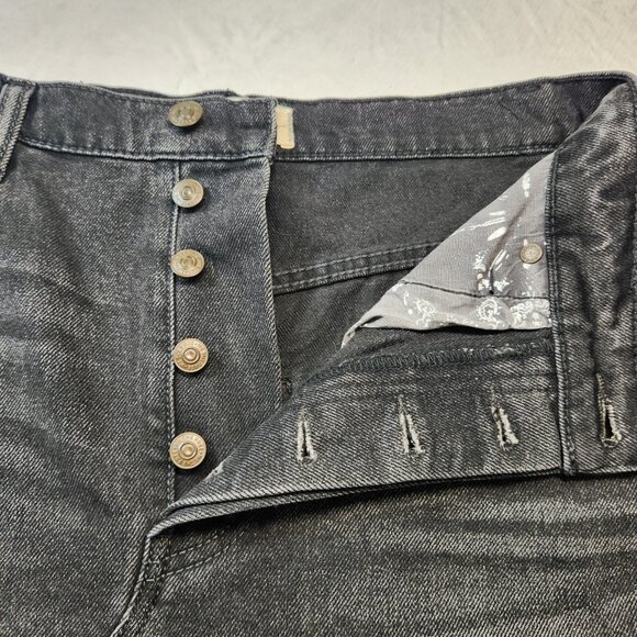 Free People Women's Size 27 Mini Skirt Brea Cut off Denim Faded Black (17) - Picture 5 of 10